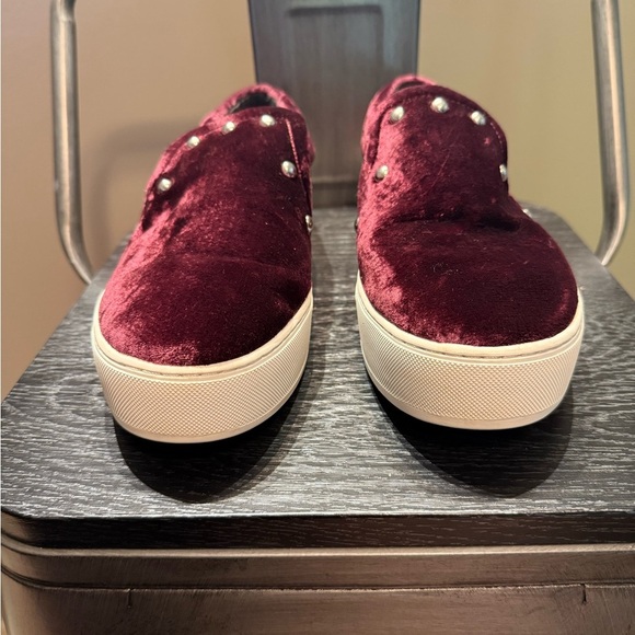Rebecca Minkoff Burgundy Velvet Loafers - Picture 2 of 11